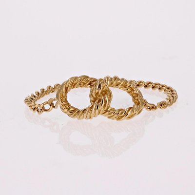 Modern 18 Karat Yellow Gold Interlaced Loop Chain Ring-OLU-1731241