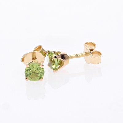 Modern 18 Karat Yellow Gold Peridot Stud Earrings, Set of 2-OLU-2042368