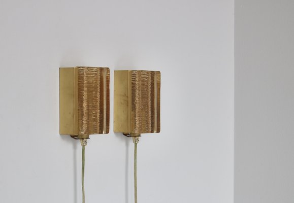 Modern Aladdin in Brass and Glass Danish Vitrika Wall Sconces, 1970s, Set of 2-WRF-1297803