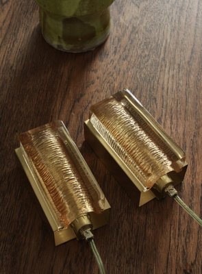 Modern Aladdin in Brass and Glass Danish Vitrika Wall Sconces, 1970s, Set of 2-WRF-1297803