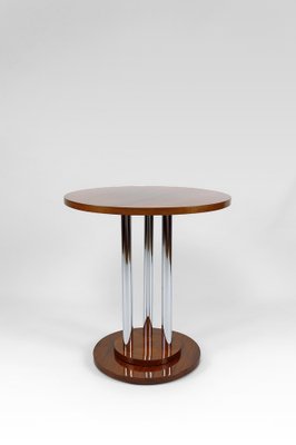 Modern Art Deco Pedestal Table in Walnut and Chrome, 1930-XNH-1804565