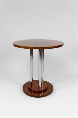 Modern Art Deco Pedestal Table in Walnut and Chrome, 1930-XNH-1804565