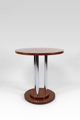 Modern Art Deco Pedestal Table in Walnut and Chrome, 1930-XNH-1804565