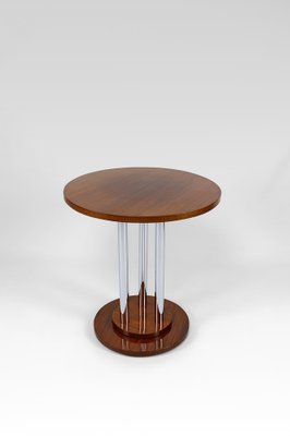 Modern Art Deco Pedestal Table in Walnut and Chrome, 1930-XNH-1804565