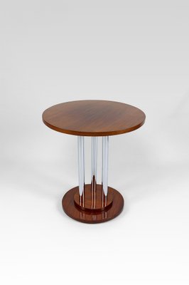 Modern Art Deco Pedestal Table in Walnut and Chrome, 1930-XNH-1804565