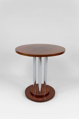 Modern Art Deco Pedestal Table in Walnut and Chrome, 1930-XNH-1804565