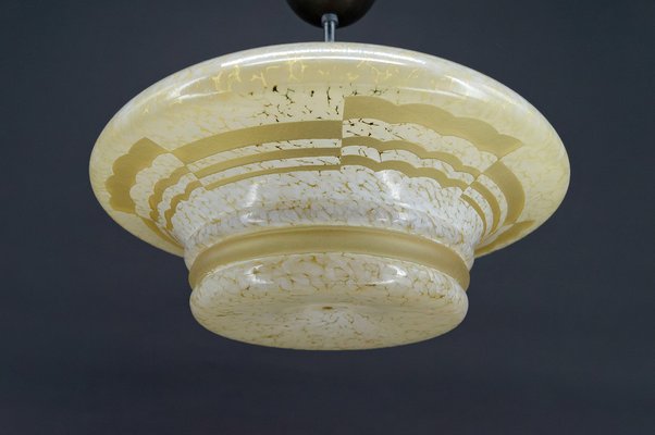 Modern Art Deco Pendant Light in Acid-Etched Glass, 1930-XNH-1804462