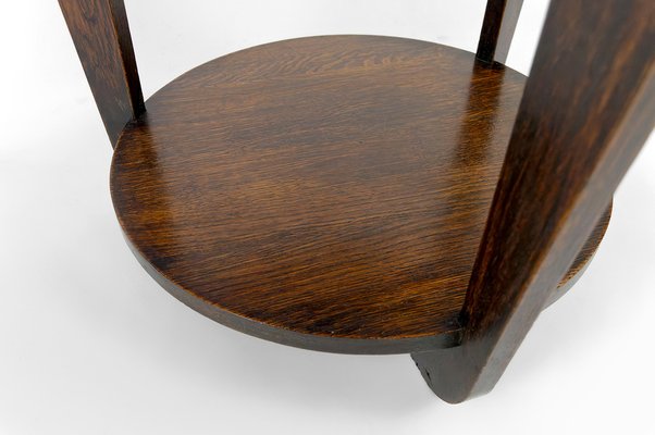 Modern Art Deco Round Pedestal Table in Patinated Oak by André Sornay, 1930-XNH-1804664