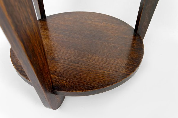 Modern Art Deco Round Pedestal Table in Patinated Oak by André Sornay, 1930-XNH-1804664