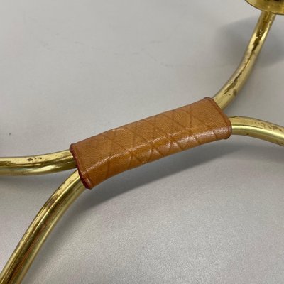 Modern Auböck Style Brutalist Brass and Leather Candleholder, 1950s-QZ-1814032