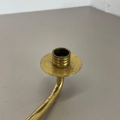 Modern Auböck Style Brutalist Brass and Leather Candleholder, 1950s-QZ-1814032