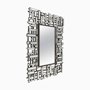 Modern Beveled Edged Mirror in Stainless Steel and Resin, 1990s-WFS-744801