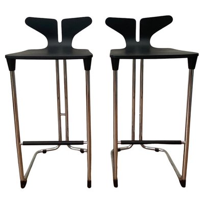 Modern Black and Chromed Barstools from Casamania, Set of 2-LL-1312162