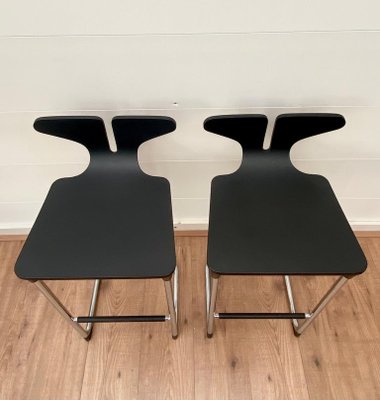 Modern Black and Chromed Barstools from Casamania, Set of 2-LL-1312162