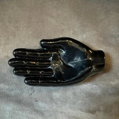 Modern Black Murano Glass Paperweight Depicting an Hand attributed to Alfredo Barbini, 1990s-NMK-2016519