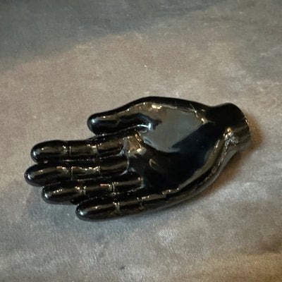 Modern Black Murano Glass Paperweight Depicting an Hand attributed to Alfredo Barbini, 1990s-NMK-2016519