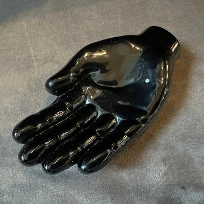 Modern Black Murano Glass Paperweight Depicting an Hand attributed to Alfredo Barbini, 1990s-NMK-2016519