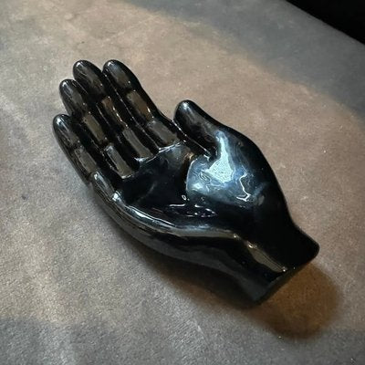 Modern Black Murano Glass Paperweight Depicting an Hand attributed to Alfredo Barbini, 1990s-NMK-2016519