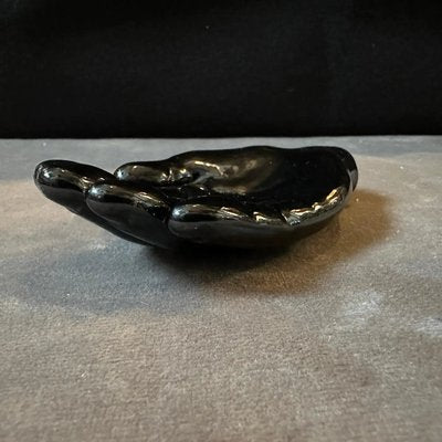 Modern Black Murano Glass Paperweight Depicting an Hand attributed to Alfredo Barbini, 1990s-NMK-2016519