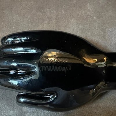 Modern Black Murano Glass Paperweight Depicting an Hand attributed to Alfredo Barbini, 1990s-NMK-2016519