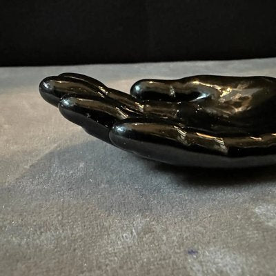 Modern Black Murano Glass Paperweight Depicting an Hand attributed to Alfredo Barbini, 1990s-NMK-2016519