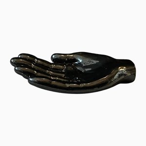 Modern Black Murano Glass Paperweight Depicting an Hand attributed to Alfredo Barbini, 1990s-NMK-2016519