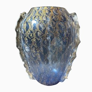 Modern Blue and Gold Murano Glass Vase, 1970s-NMK-2036005