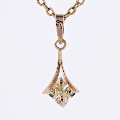 Modern Blue and White Sapphire 18 Karat Yellow Gold Pendant-OLU-1725923