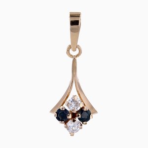 Modern Blue and White Sapphire 18 Karat Yellow Gold Pendant-OLU-1725923