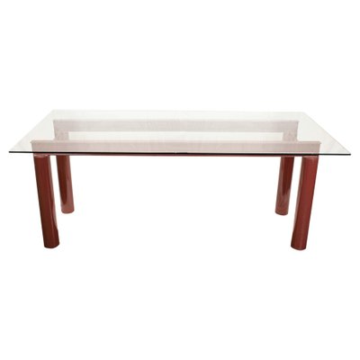 Modern Bourdeaux Steel Dining Table with Glass Top, Italy, 1980s-UZ-1454306