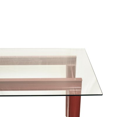 Modern Bourdeaux Steel Dining Table with Glass Top, Italy, 1980s-UZ-1454306