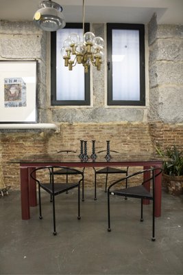 Modern Bourdeaux Steel Dining Table with Glass Top, Italy, 1980s-UZ-1454306