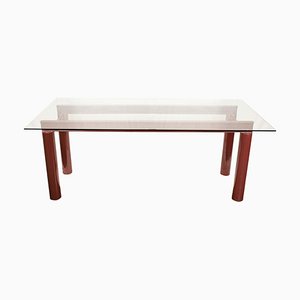 Modern Bourdeaux Steel Dining Table with Glass Top, Italy, 1980s-UZ-1454306