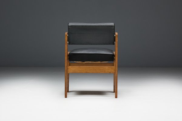 Modern Chairs in Oak and Original Vinyl by Wim Den Boon, 1950s-GW-2023406