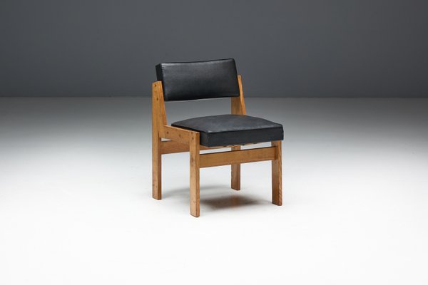 Modern Chairs in Oak and Original Vinyl by Wim Den Boon, 1950s-GW-2023406