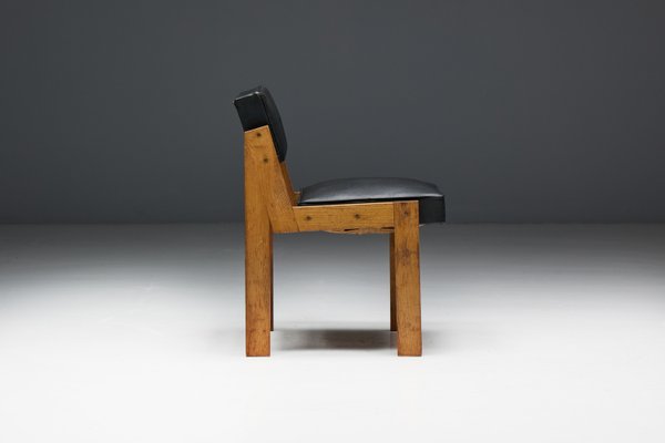 Modern Chairs in Oak and Original Vinyl by Wim Den Boon, 1950s-GW-2023406