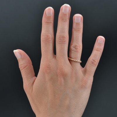 Modern Chiseled Braided Wedding Ring in 18 Karat Rose Gold-OLU-1315798