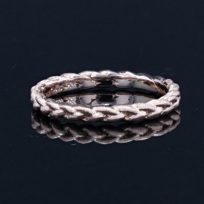 Modern Chiseled Braided Wedding Ring in 18 Karat Rose Gold-OLU-1315798