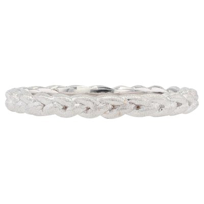 Modern Chiseled Braided Wedding Ring in 18 Karat White Gold-OLU-1315796