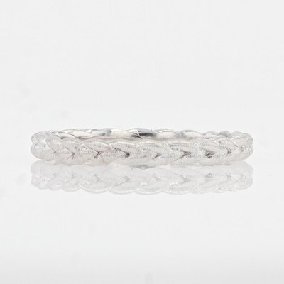 Modern Chiseled Braided Wedding Ring in 18 Karat White Gold-OLU-1315796