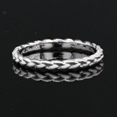 Modern Chiseled Braided Wedding Ring in 18 Karat White Gold-OLU-1315796