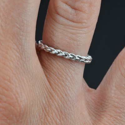 Modern Chiseled Braided Wedding Ring in 18 Karat White Gold-OLU-1315796