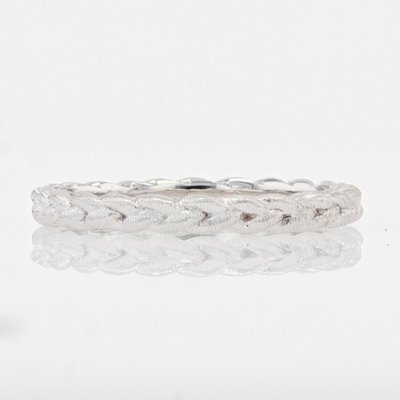 Modern Chiseled Braided Wedding Ring in 18 Karat White Gold-OLU-1315796