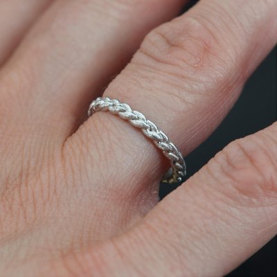 Modern Chiseled Braided Wedding Ring in 18 Karat White Gold-OLU-1315796