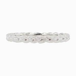 Modern Chiseled Braided Wedding Ring in 18 Karat White Gold-OLU-1315796