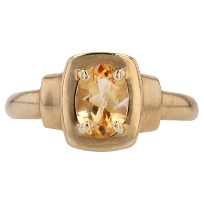 Modern Citrine 18 Karat Yellow Gold Rectangular Ring-OLU-1798520