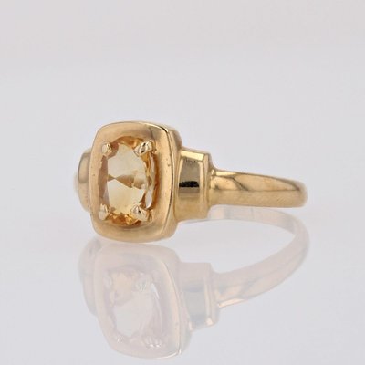 Modern Citrine 18 Karat Yellow Gold Rectangular Ring-OLU-1798520