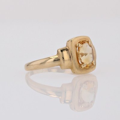 Modern Citrine 18 Karat Yellow Gold Rectangular Ring-OLU-1798520