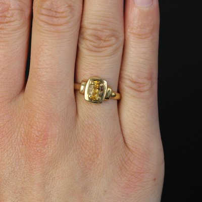 Modern Citrine 18 Karat Yellow Gold Rectangular Ring-OLU-1798520