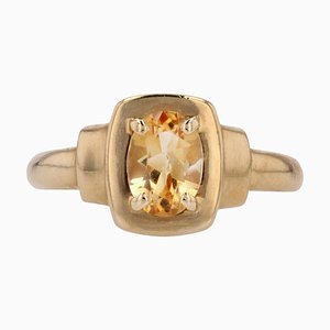 Modern Citrine 18 Karat Yellow Gold Rectangular Ring-OLU-1798520